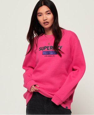 Superdry Nineties Applique Crew Női Pulóver Piros | AMQVS0435